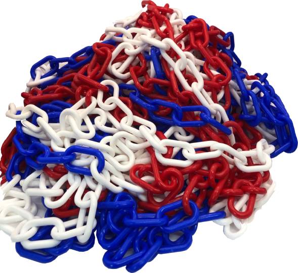 Red, White and Blue Plastic Chain by the metre (Maximum Length 25m)